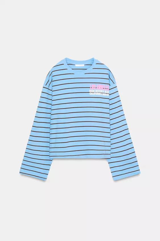 STRIPED T-SHIRT WITH SLOGAN | Zara UK