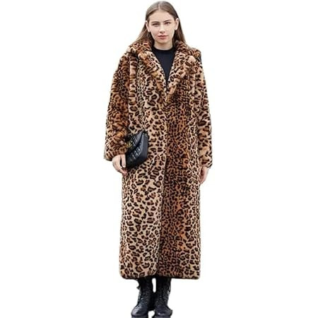 Women's Faux Fur Long Jackets Winter Warm Leopard Coats Oversized Open Front Cardigan Loose Long ... | Amazon (US)
