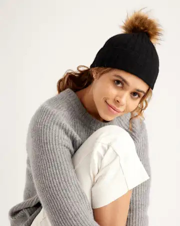 Mongolian Cashmere Pom Pom Beanie | Quince