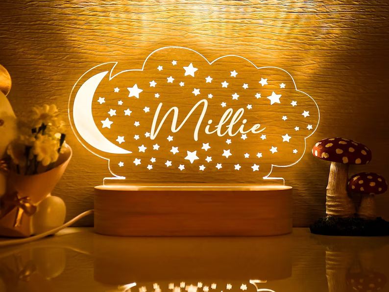 Night Light Personalized With Moon & Starsnursery - Etsy | Etsy (US)