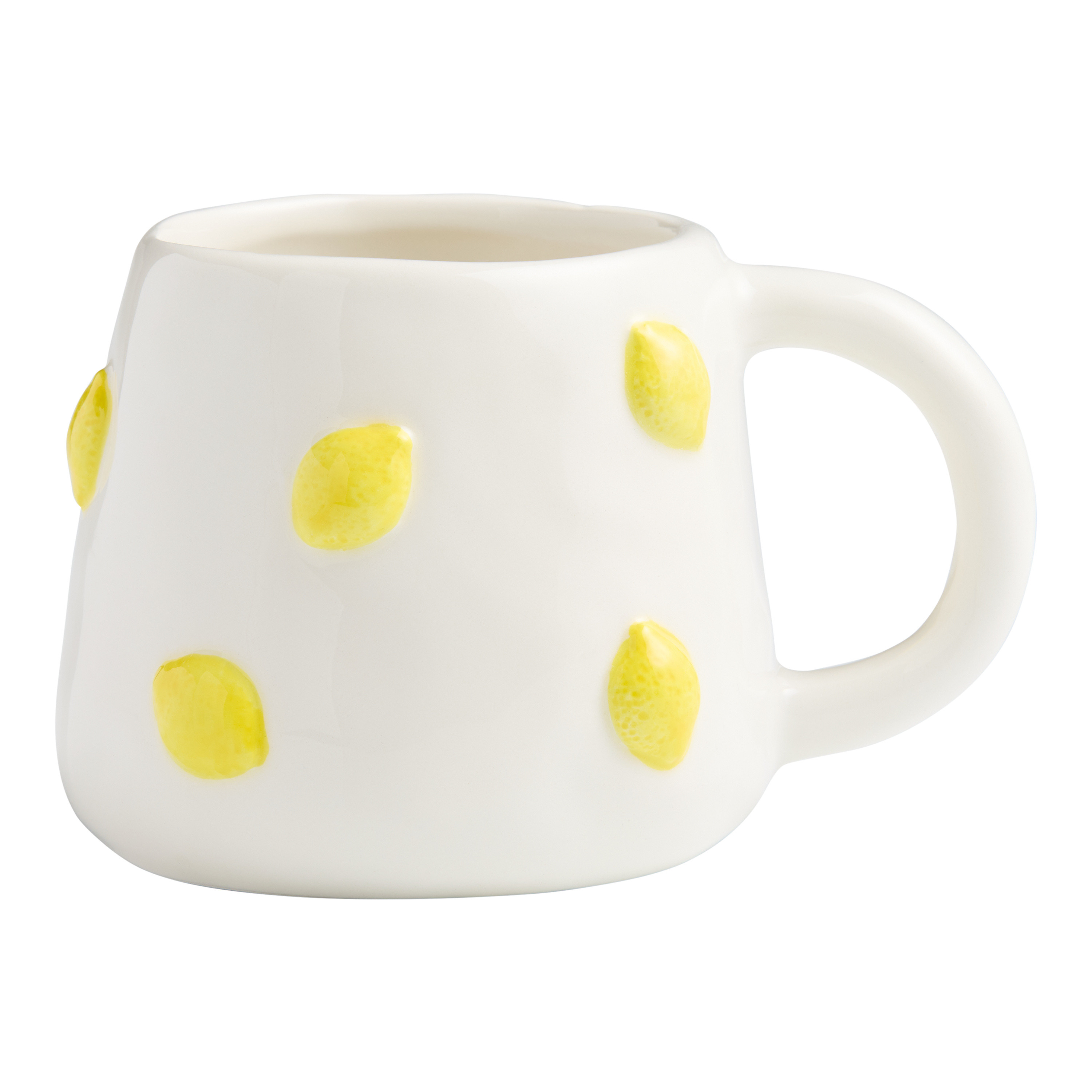 White Embossed Lemon Hand Painted Ceramic Mug | World Market