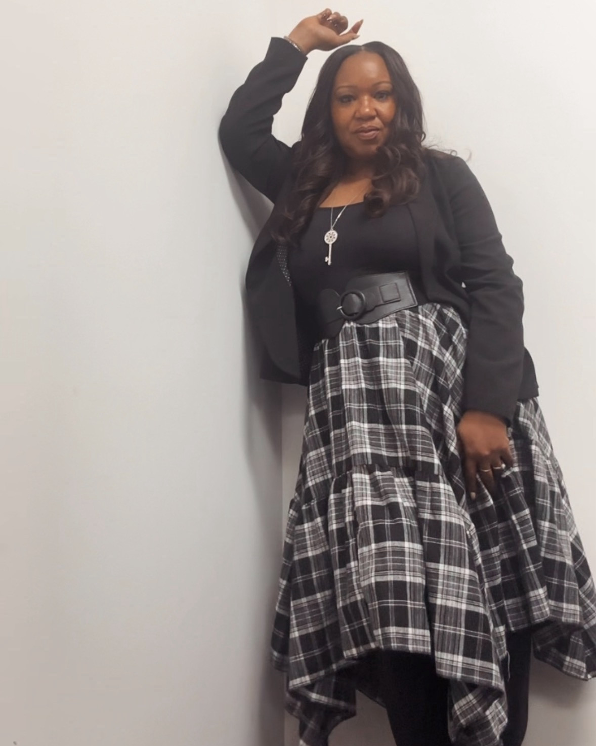 Edgy chic outfit moment 🖤

This asymmetrical plaid maxi skirt is flowy, flattering, and under $20. Easy to style with a tank, bodysuit, or sweater + boots for an effortless outfit. I paired with with a classic black blazer and a ribbed square-neck bodysuit for a polished but effortless look.

Affordable fashion find you’ll wear all season.

All pieces are linked here ✨

#LTKWorkwear #LTKOver40 #LTKootd