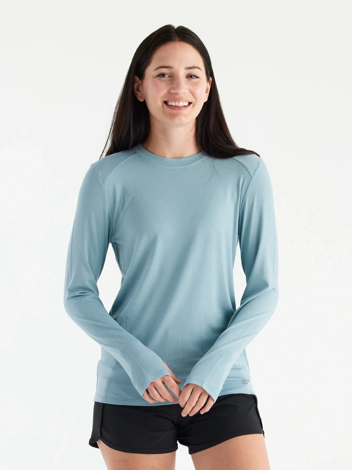Women's Bamboo Shade Long Sleeve II - Dash Stripe Birch | Free Fly Apparel