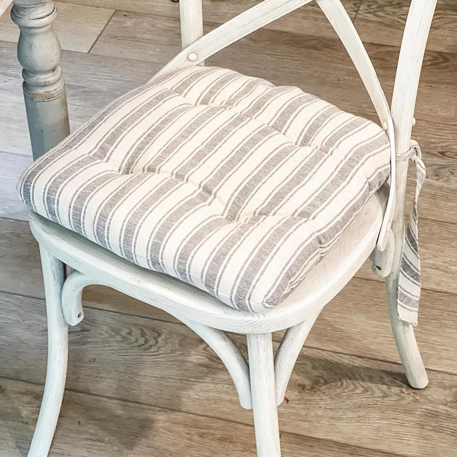 Market Place Gray Ticking Stripe Chair Pad | Wayfair North America