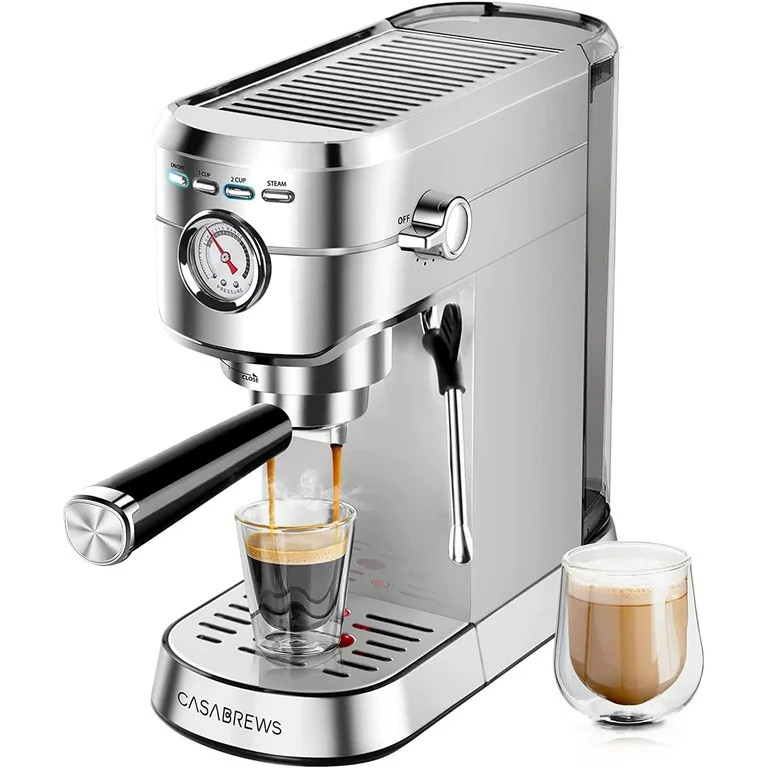Casabrews 20 Bar Espresso Machine with Milk Frother Steam Wand, 34oz Water Tank, Stainless Steel,... | Walmart (US)