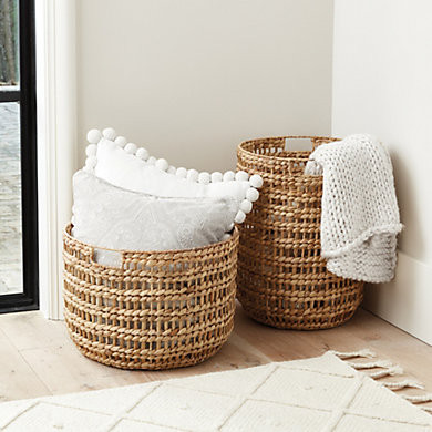 Josie Woven Baskets Handwoven Water Hyacinth with Metal Wire Frame & Open Handles | Ballard Designs, Inc.