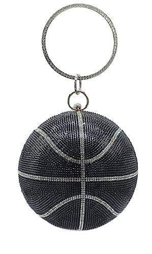 UMREN Women Basketball Shaped Cross Body Purse Rhinestone Round Ball Crystal Evening Bag Clutch Handbag for Wedding Party Black-B | Amazon (US)