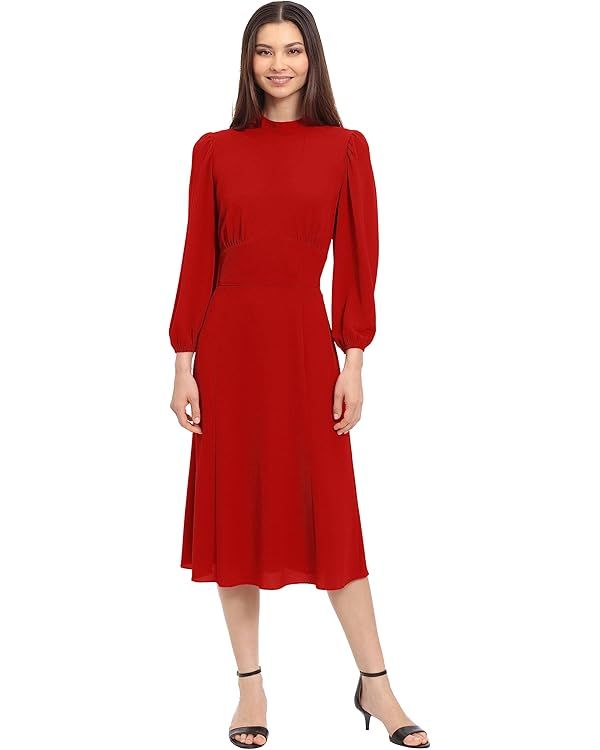 Maggy London Women's Long Sleeve Catalina Crepe Dress Workwear Event Guest of Wedding | Amazon (US)