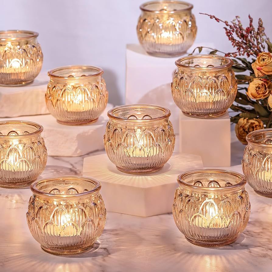 Simeitol 24PCS Gold Votive Candle Holders, Diya Tealight Candle Holders for Table Centerpiece - C... | Amazon (US)