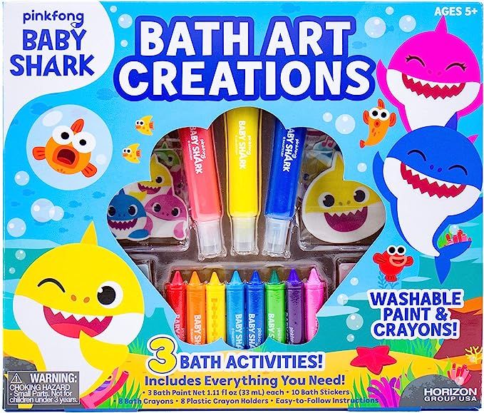 Baby Shark Bath Art Creations Play Set for Kids & Toddlers - Draw Washable Artwork During Bathtim... | Amazon (US)