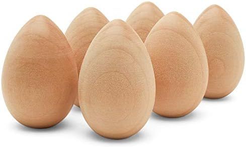 Unfinished Wood Easter Craft Fake Eggs 2-inch, Pack of 15 Flat Bottom Wooden Eggs for Crafts and ... | Amazon (US)