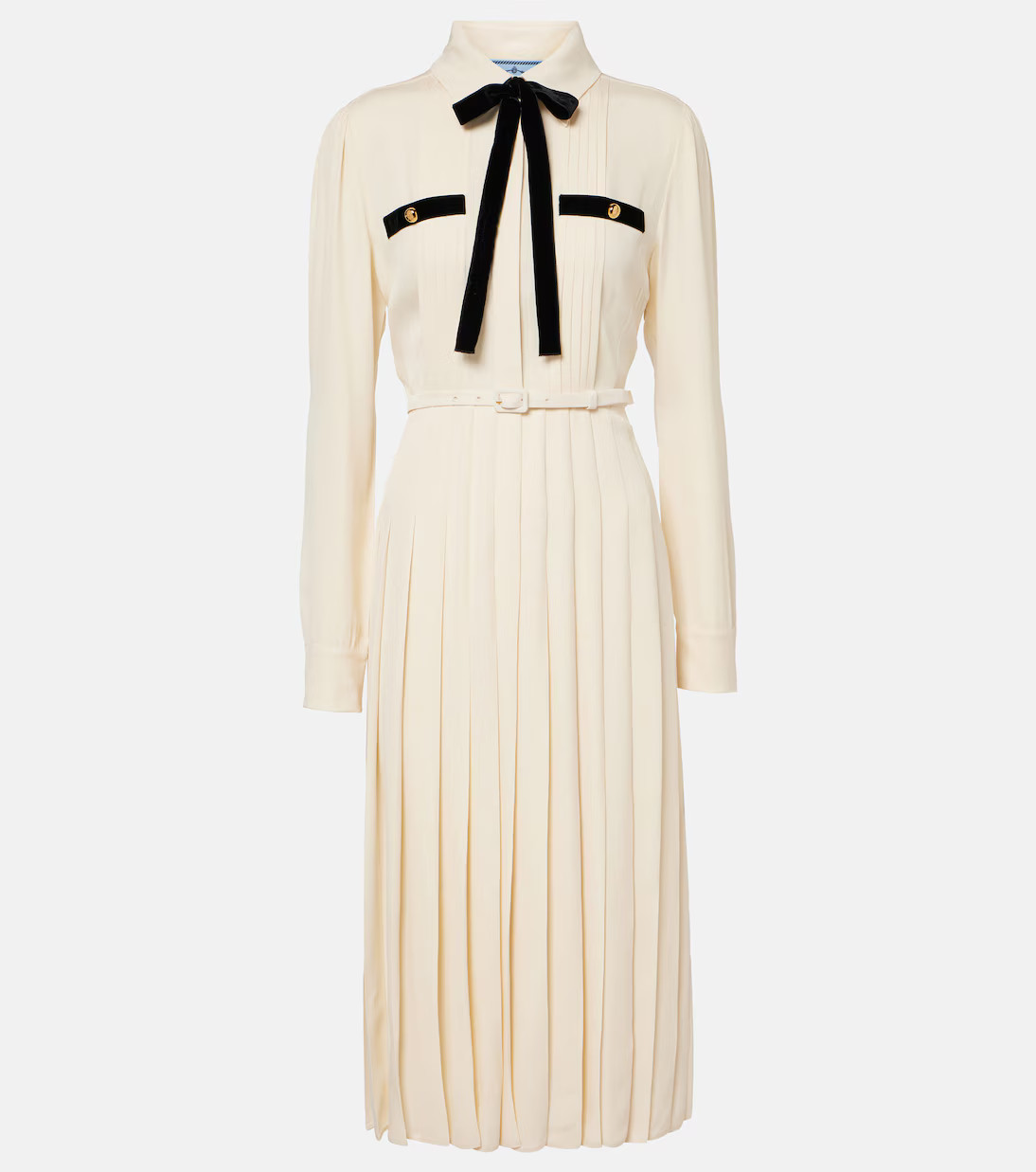 Tie-neck pleated belted shirt dress | Mytheresa (INTL)