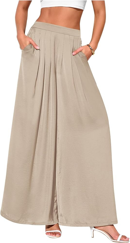 PRETTYGARDEN Loose Fit Wide Leg Pants Woman High Waisted Flowy Comfy Palazzo Pants for Women Work... | Amazon (US)