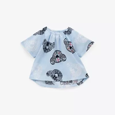 Thomas Bear Print Cotton Shorts in Pale Blue