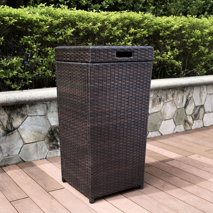 Palm Harbor Outdoor Wicker Trash Can | West Elm (US)