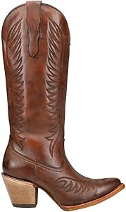 Corral Boots Womens Ld Embroidery Snip Toe Casual Boots Mid Calf Mid Heel 2-3" - Brown | Amazon (US)