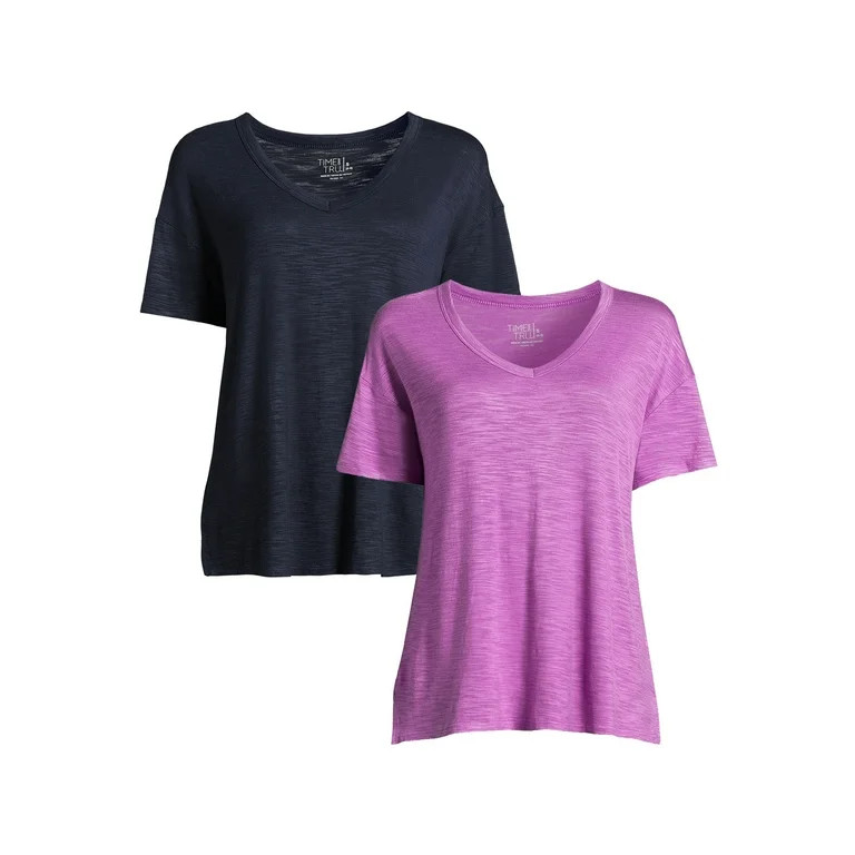 Time and Tru Women's Textured Tee, 2-Pack | Walmart (US)