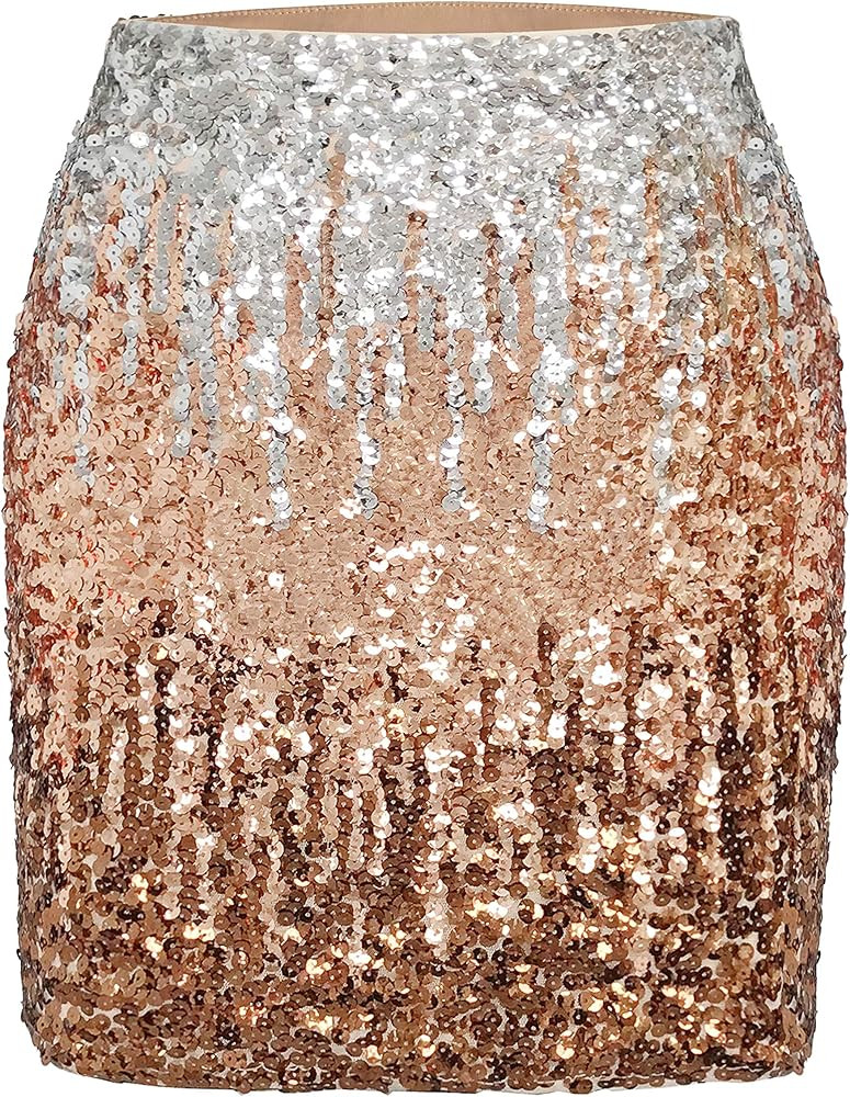 MANER Women's Sequin Skirt Sparkle Stretchy Bodycon Mini Skirts Night Out Party | Amazon (US)
