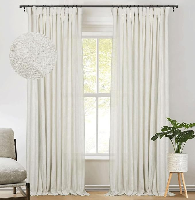 zeerobee Linen Curtains for Living Room/Bedroom Linen Curtains 96 Inches Long 2 Panels Set, Light... | Amazon (US)