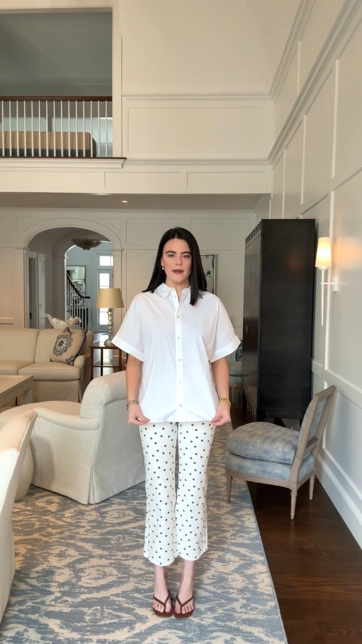 Full Zara spring look! I love these fun pants and oversized poplin top! 