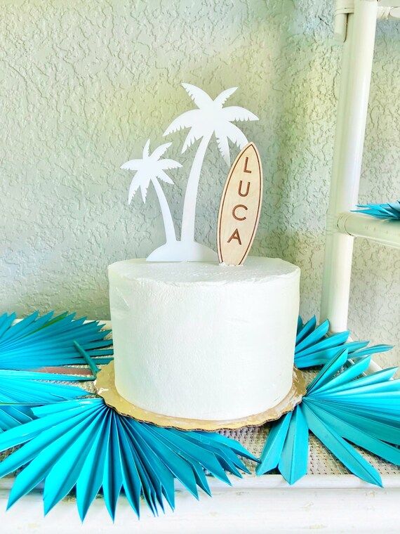 Surf Board and Palm Tree Cake Toppers  Laser Cut Wood and | Etsy | Etsy (US)