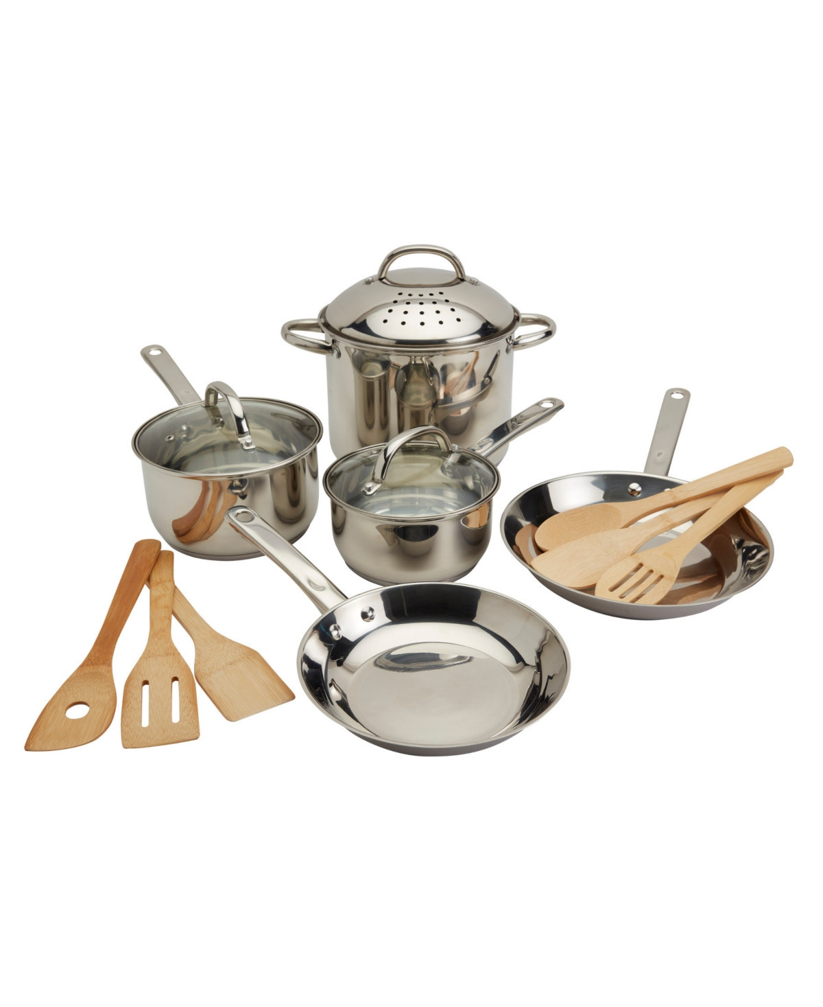 Basic Essentials Induction-Ready Stainless Steel 14-Pc. Cookware Set - Silver | Macy's