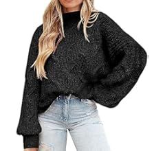 Women's Fall Oversized Pullover Sweaters Casual Crewneck Long Sleeve Chunky Cable Knit Blouse Top | Amazon (US)