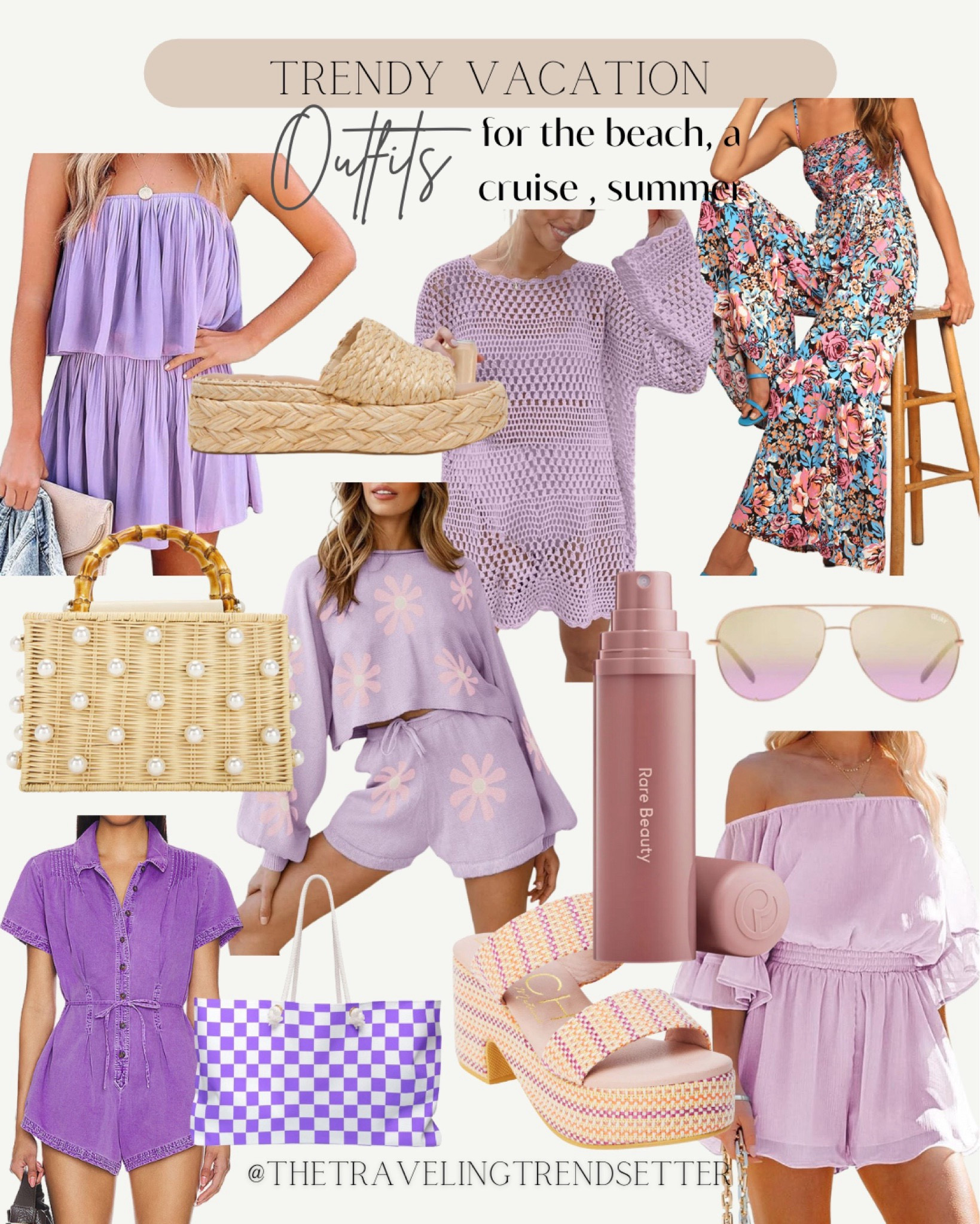 Trendy vacation , spring outfits , purple lavender , sandals , bags , Amazon finds - beach summer vacation resort wear travel  

#LTKStyleTip #LTKFindsUnder100 #LTKFindsUnder50