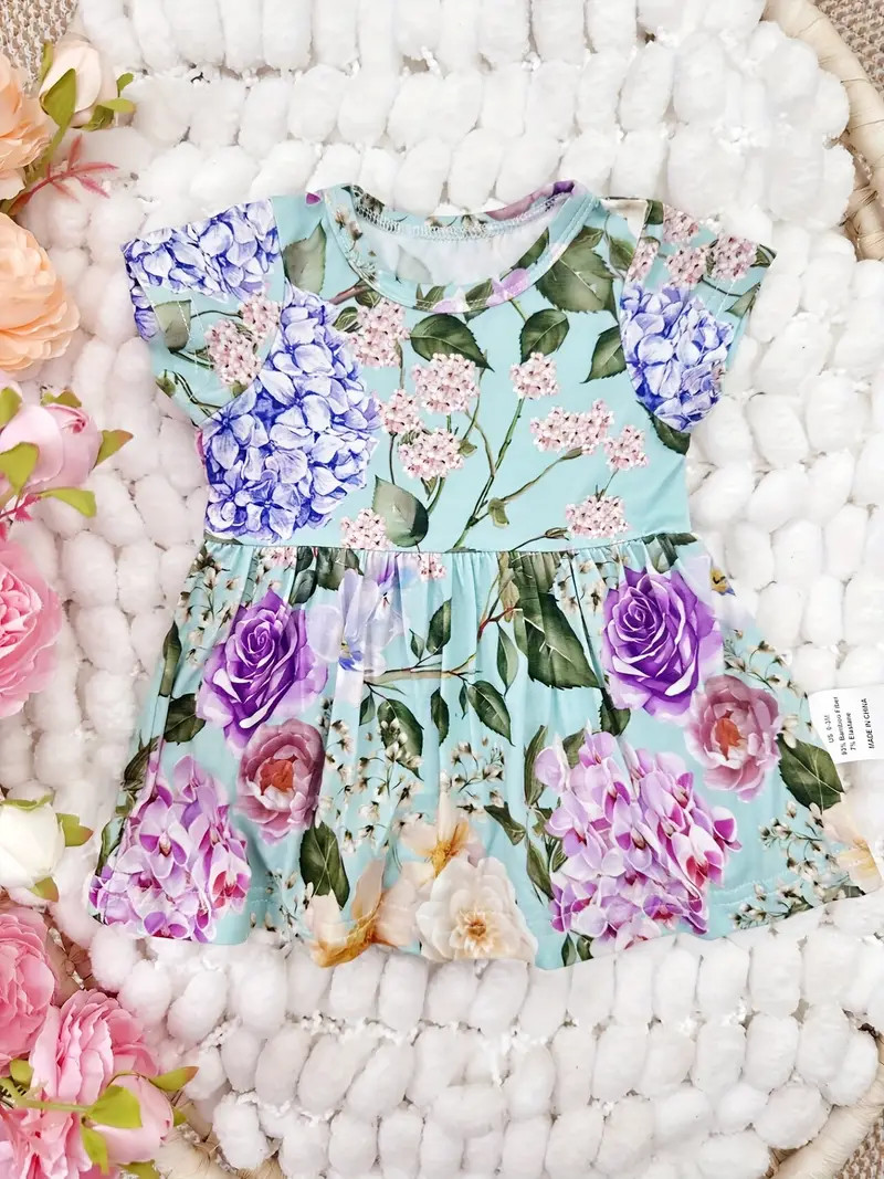 Baby's Cartoon Flower Pattern Bamboo Fiber Dress Casual - Temu | Temu Affiliate Program