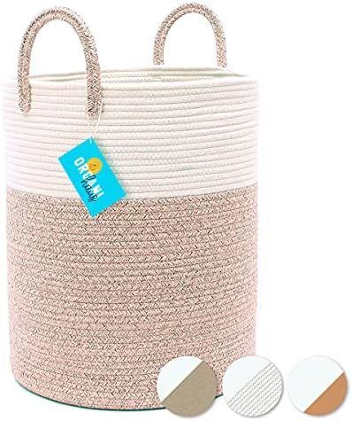OrganiHaus XXL Cotton Rope Woven Tall Laundry Basket | Laundry Hamper Basket for Blankets | Cotto... | Amazon (US)