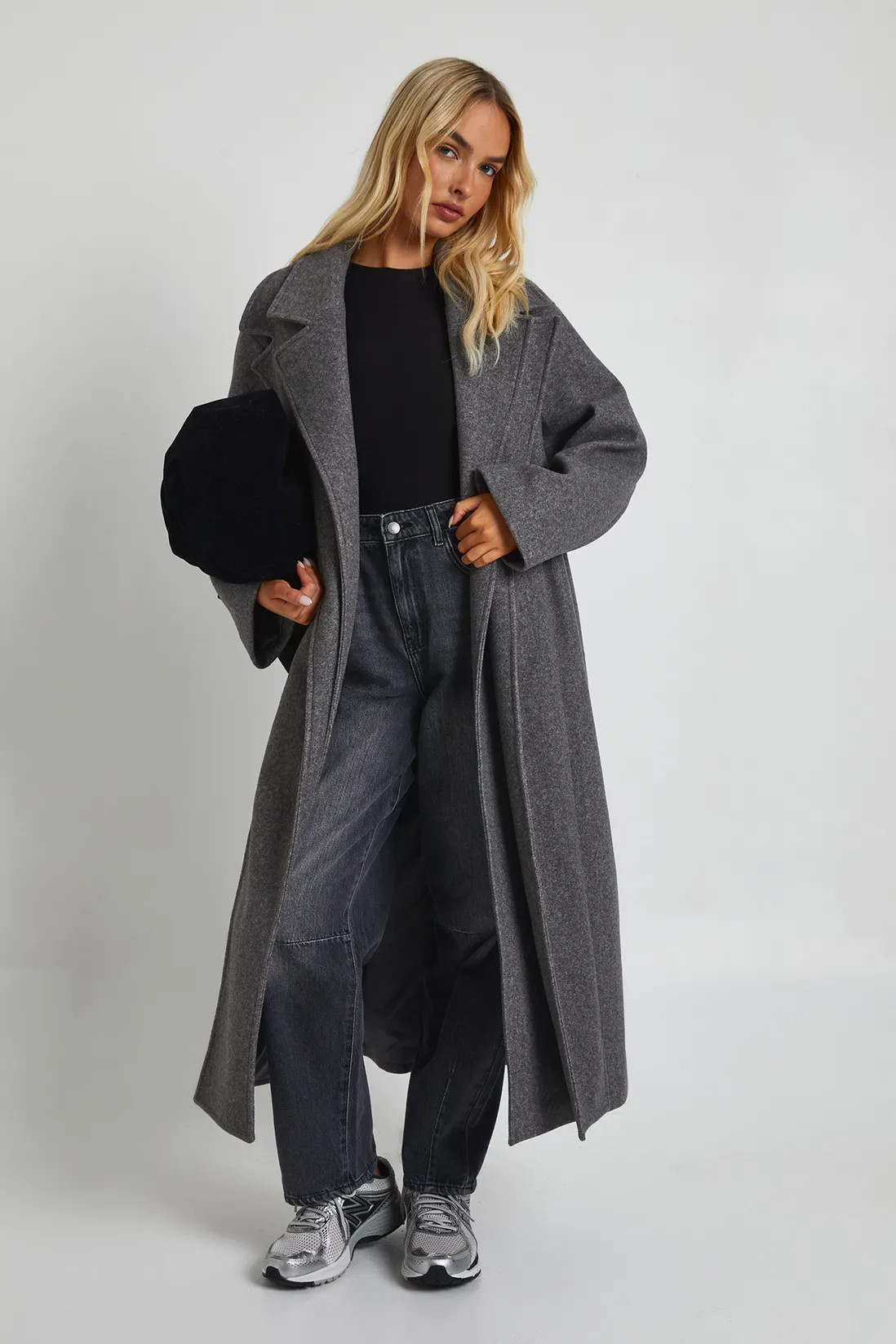 Collar Detail Double Breasted Wool Maxi Coat | boohoo (US & Canada)