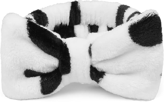 Huachi Spa Headbands for Women Washing Face, Cow Print, Soft Microfiber Hair Wrap with Bow - Skin... | Amazon (US)
