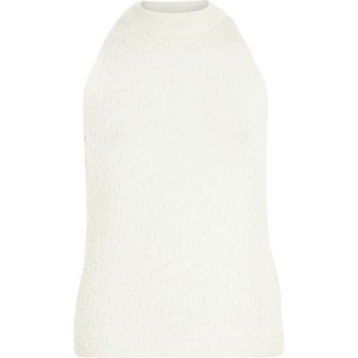 White sleeveless lightweight knitted vest | River Island (US)