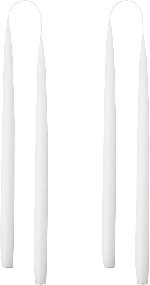 Kunstindustrien\u00ae White Taper Candles \u2013 Set of 4, 13.8" \u2013 Made in Denmark, Long Bur... | Amazon (US)