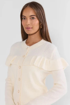Demi Ivory Ruffle Cardigan | Avara