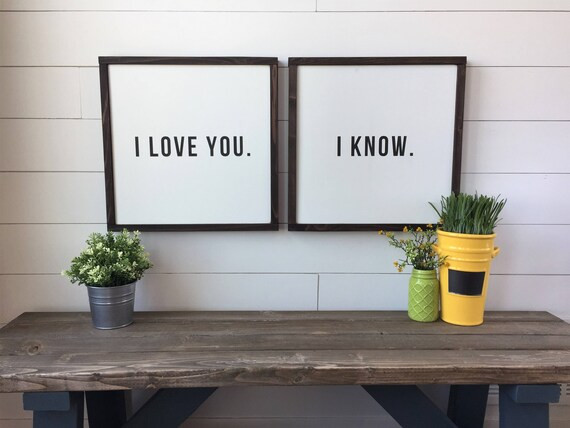 Star Wars Quote  I Love You. I Know.  Set of 2 Signs  Wall | Etsy | Etsy (US)