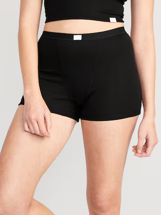 High-Waisted Rib-Knit Boyshort Boxer Briefs -- 3-inch inseam | Old Navy (US)