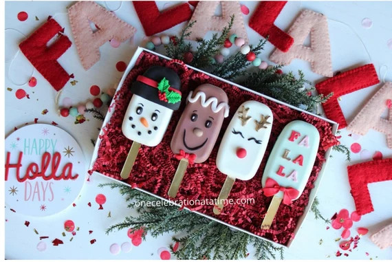 4 Decorated Christmas Cakesicles Snowman Ginger Breadman | Etsy | Etsy (US)