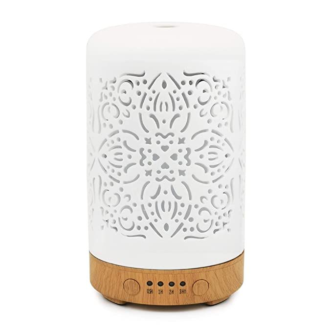 Earnest Living Essential Oil Diffuser White Ceramic Diffuser Classic Ver 2 - No Beep Noise - 4 Ti... | Amazon (US)