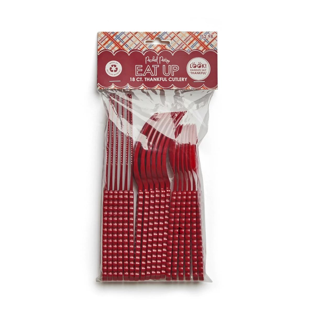 Packed Party Thanksgiving Burgundy Red Plastic Cutlery,18 CT - Walmart.com | Walmart (US)