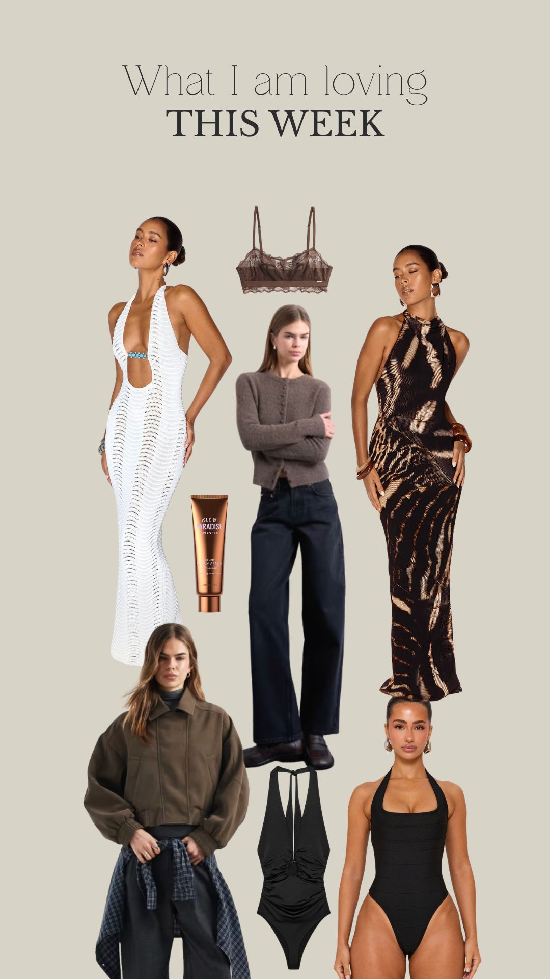What I Am Loving this week! 

Statement Maxi Dress, Cut Out White Dress, Animal Print Evening Dress, Jeans, Oversized Khaki Jacket, Black Swimsuit, Holiday Outfit Inspo, High Street Style Finds, Spring Style, Spring Fashion  

 #LTKuk #LTKspring #LTKsummer