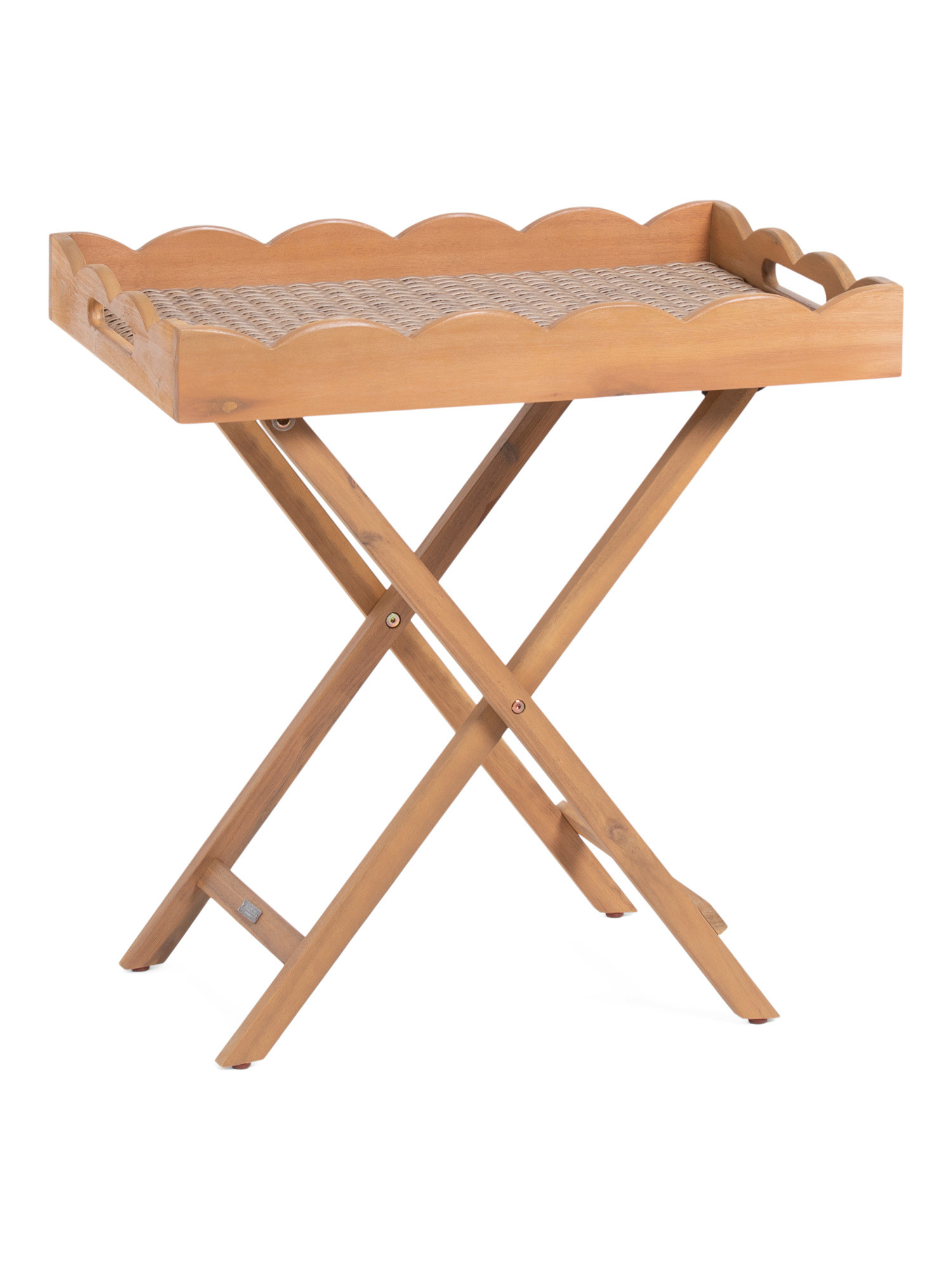 25x26.5x17 Indoor Outdoor Acacia Wood Scallop Tray Table | TJ Maxx