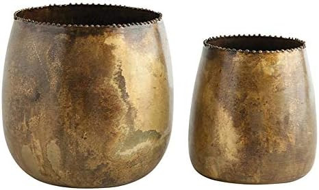 Amazon.com : Rounded Brass-Tone Metal Planters, Set of 2 : Patio, Lawn & Garden | Amazon (US)