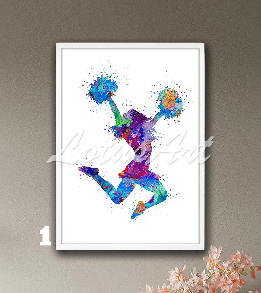 Cheerleader Painting Wall Art Girl Poms Dancer Watercolor Framed Print Illustration Sports Poster... | Etsy (US)