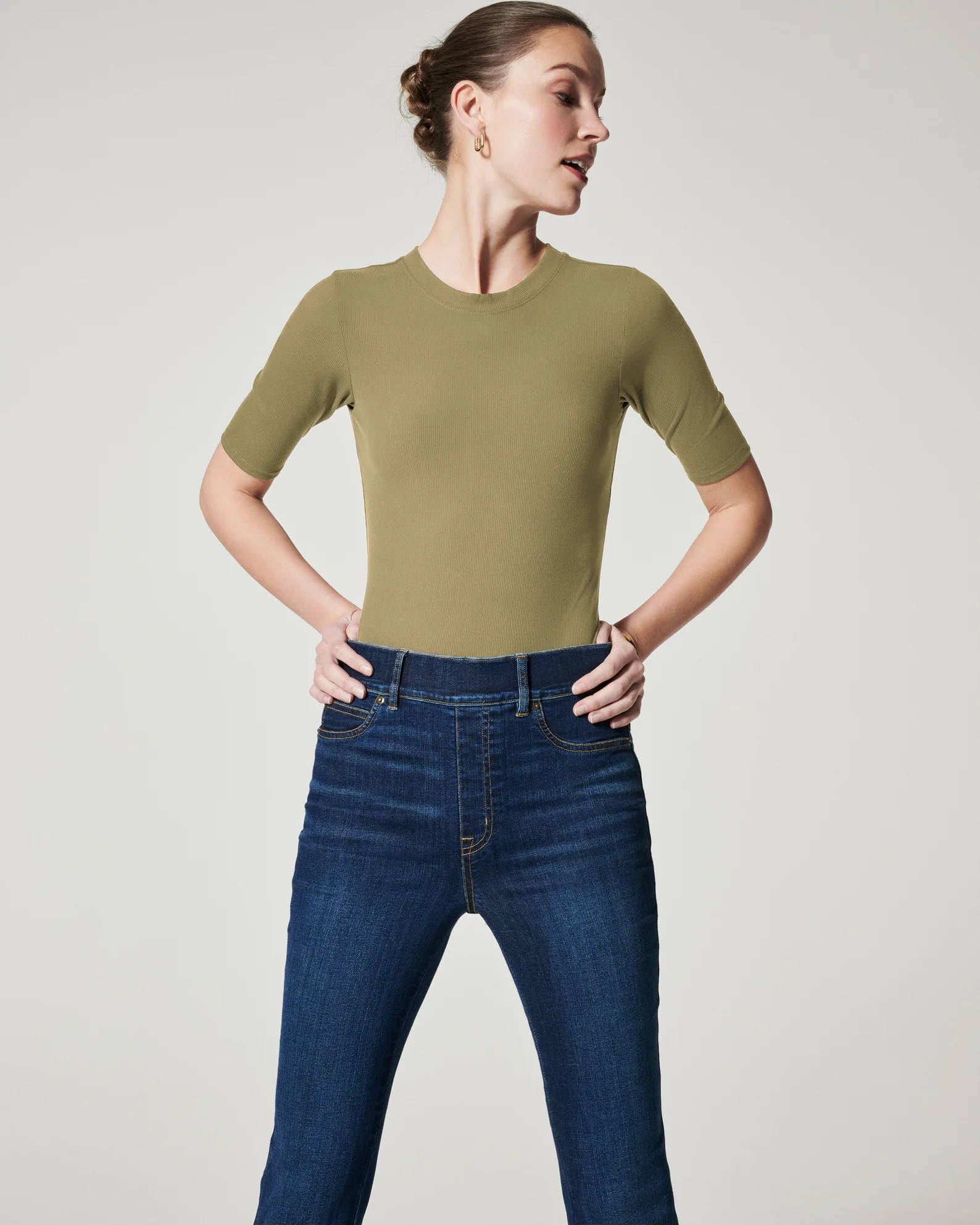 Suit Yourself Ribbed Crew Neck Short Sleeve Bodysuit | Spanx