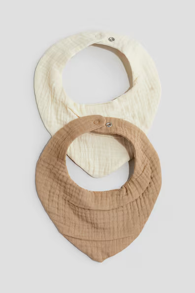 H & M - 2-pack Triangle Muslin Scarves - Beige | H&M (US + CA)