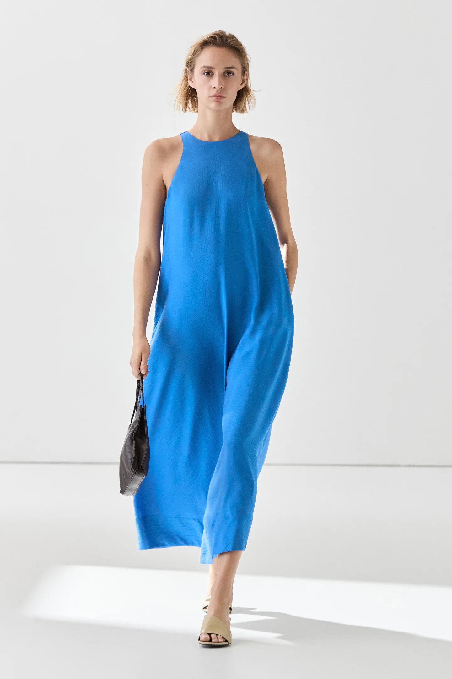 Flowing long halter dress | Massimo Dutti UK