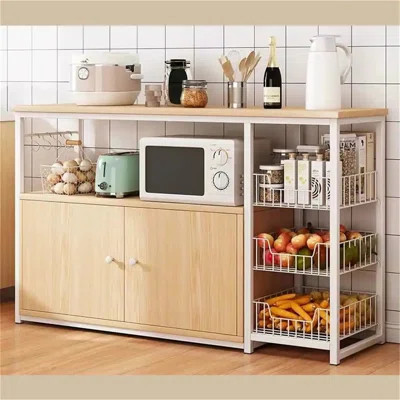 Kitchen Utility Storage Shelf With Cabinet - Steel Frame & Mdf, Modern Design For Kitchen & Living Room | Wayfair North America