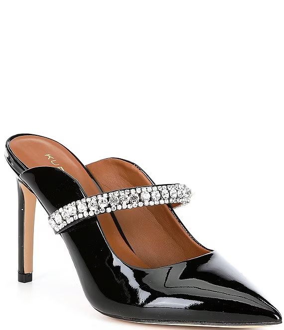 Duke Patent Leather Jewel Strap Pointed Toe Dress Mules | Dillards