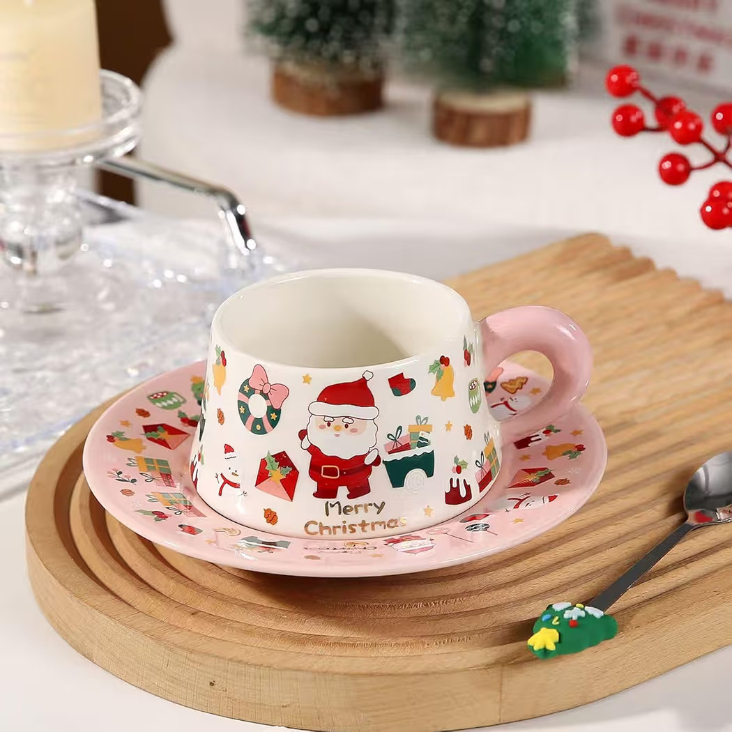 Cute Christmas Couple Cup, Ceramic Coffee Mug, Cute Tree on the Top of the Spoon, Gifts Suitable ... | Amazon (US)